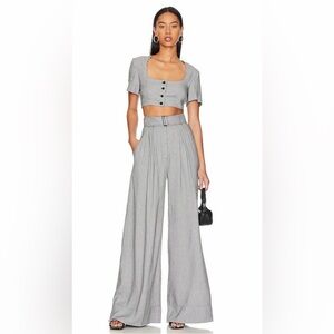 New House of Harlow 1960 High Rise Pleated Front Wide Leg Houndstooth Trouser 4